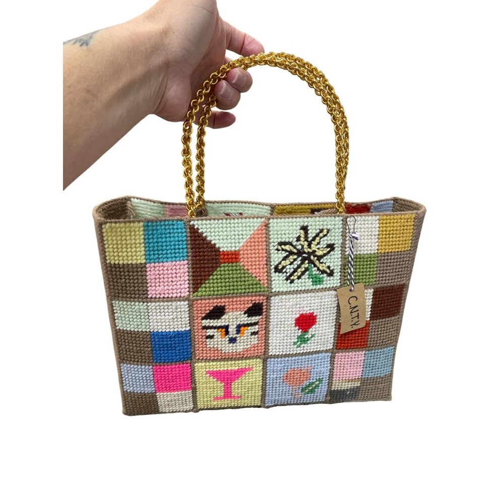 Handmade Vintage Needlepoint Patchwork Double Gol… - image 6